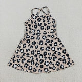 GSD2650 Leopard Brown Sports Yoga Girl's Dress Onesie