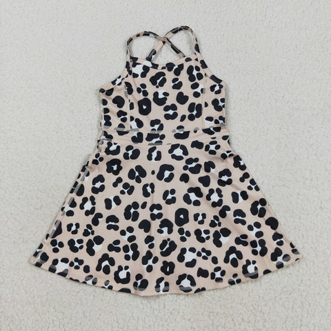GSD2650 Leopard Brown Sports Yoga Girl's Dress Onesie