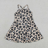 GSD2650 Leopard Brown Sports Yoga Girl's Dress Onesie