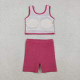 GSD2657 Solid Color Pink Yoga Girls Skorts Set
