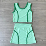 Preorder Samples GSD2671 Fashion Solid Color Green Yoga Girls Skorts Set
