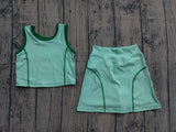Preorder Samples GSD2671 Fashion Solid Color Green Yoga Girls Skorts Set