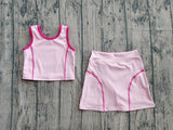 Preorder Samples GSD2675 Fashion Solid Color Pink Yoga Girls Skorts Set
