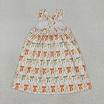 GSD2676 Fall Bows Orange Stripe Girl's Dress