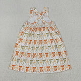 GSD2676 Fall Bows Orange Stripe Girl's Dress