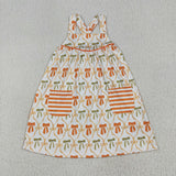 GSD2676 Fall Bows Orange Stripe Girl's Dress