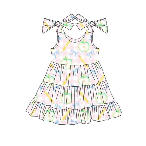 Preorder 07.05 GSD2679 Back To School Apple Pencil Girl's Dress