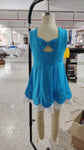 Preorder Samples GSD2680 Solid Color Blue Ruffles Sports Yoga Girl's Dress Onesie