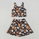 GSD2687 GO TEAM Cheer Game Day Football Yoga Girls Skorts Set