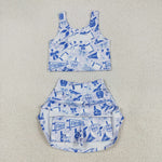 GSD2688 GO TEAM Cheer Game Day Football Yoga Girls Skorts Set