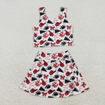 GSD2693 GO TEAM Cheer Game Day Football Yoga Girls Skorts Set