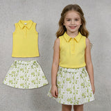 GSD2698 Golf Cart Yellow Polo Girls Skorts Outfits