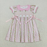 GSD2717 Embroidery Flower Bows Pink Cute Girl's Dress