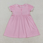 GSD2718 Smocked  Bows Pink Cute Girl's Dress