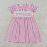 GSD2718 Smocked  Bows Pink Cute Girl's Dress