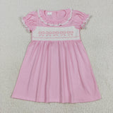 GSD2718 Smocked  Bows Pink Cute Girl's Dress