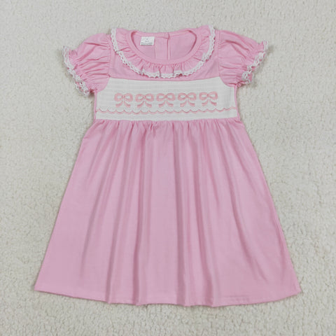 GSD2718 Smocked  Bows Pink Cute Girl's Dress