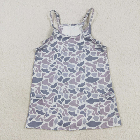 GSD2723 Hunting Camo Tennis Athletic Yoga Girl's Dress Jumpsuit