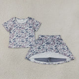 GSD2724 Hunting Camo Grey Girls Skorts Set