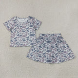 GSD2724 Hunting Camo Grey Girls Skorts Set
