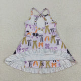 GSD2737 Coquette Bows Purple Sports Yoga Girl's Dress Onesie