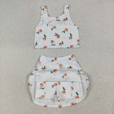 GSD2738 Peach Furit Yoga Girls Skorts Set