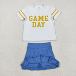 GSD2741 Game Day Cheer Blue Active Pleated Tennis Girls Skorts Set