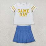 GSD2741 Game Day Cheer Blue Active Pleated Tennis Girls Skorts Set