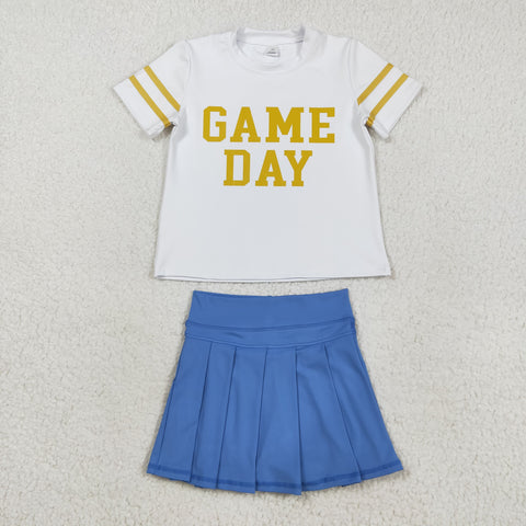 GSD2741 Game Day Cheer Blue Active Pleated Tennis Girls Skorts Set