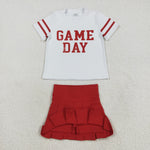 GSD2742 Vinyl Game Day Cheer Red Active Pleated Tennis Girls Skorts Set