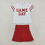 GSD2742 Vinyl Game Day Cheer Red Active Pleated Tennis Girls Skorts Set