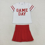 GSD2742 Vinyl Game Day Cheer Red Active Pleated Tennis Girls Skorts Set