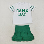 GSD2743 Vinyl Game Day Cheer Green Active Pleated Tennis Girls Skorts Set