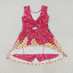 GSD2747 Summer Ice Cream Drip Pink Sports Yoga Girl's Dress Onesie