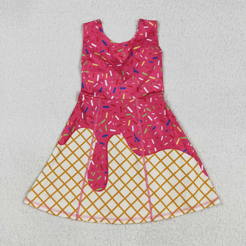 GSD2747 Summer Ice Cream Drip Pink Sports Yoga Girl's Dress Onesie