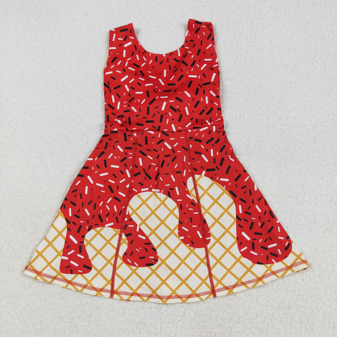 GSD2748 Summer Ice Cream Drip Red Wine Sports Yoga Girl's Dress Onesie