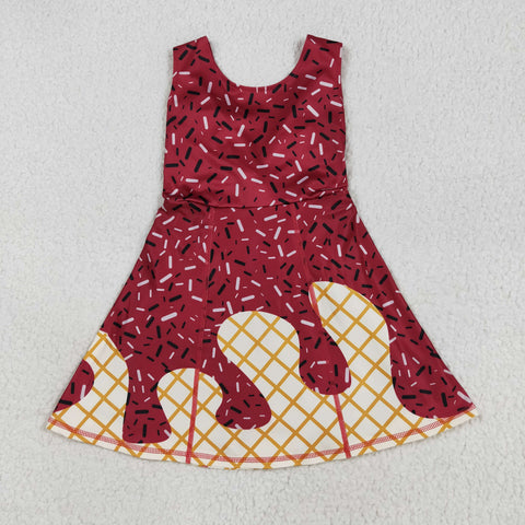 GSD2749 Summer Ice Cream Drip Red Sports Yoga Girl's Dress Onesie