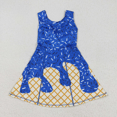 GSD2751 Summer Ice Cream Drip Blue Sports Yoga Girl's Dress Onesie