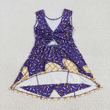 GSD2752 Summer Ice Cream Drip Purple Sports Yoga Girl's Dress Onesie