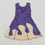 GSD2752 Summer Ice Cream Drip Purple Sports Yoga Girl's Dress Onesie