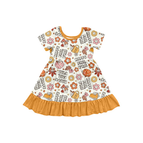 Preorder 08.07 GSD2756 Happy Fall Yall Pumpkin Flower Girl's Dress