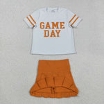 GSD2761 Game Day Orange Active Pleated Tennis Girls Skorts Set