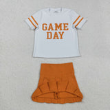 GSD2761 Game Day Orange Active Pleated Tennis Girls Skorts Set