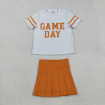 GSD2761 Game Day Orange Active Pleated Tennis Girls Skorts Set