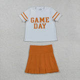 GSD2761 Game Day Orange Active Pleated Tennis Girls Skorts Set