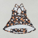GSD2777 Football Go Team Bows Sports Yoga Girl's Dress Onesie