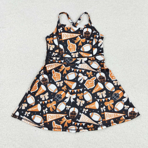 GSD2777 Football Go Team Bows Sports Yoga Girl's Dress Onesie