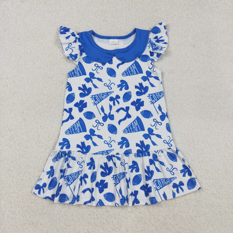 GSD2782 Game Day Go Team Bows Football Blue Girl's Dress