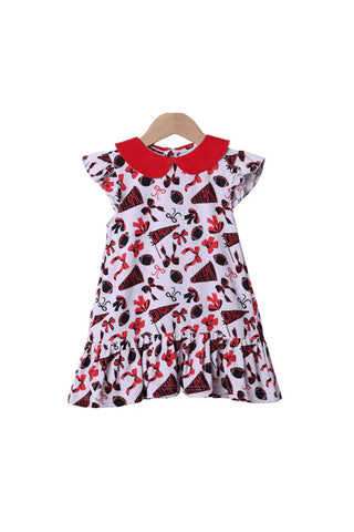 Preorder 08.28 GSD2783 Game Day Go Team Bows Football Red Girl's Dress