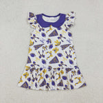 GSD2784 Game Day Go Team Bows Football Purple Girl's Dress